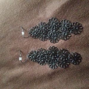 Black floral earrings